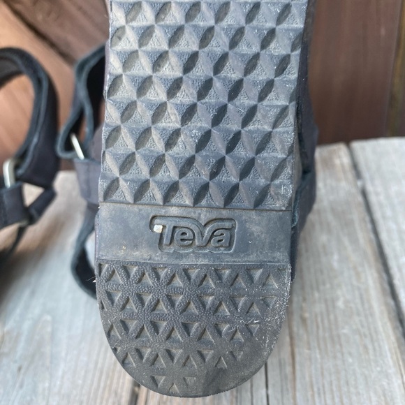 Teva Ysidro Black Leather Universal Wedge Sandals with Velcro Straps Women’s 8 - Picture 7 of 10